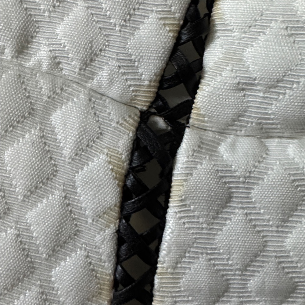 RACHEL Rachel Roy White Textured With Black Leather Design Cocktail Dress size 4 - Picture 8 of 9
